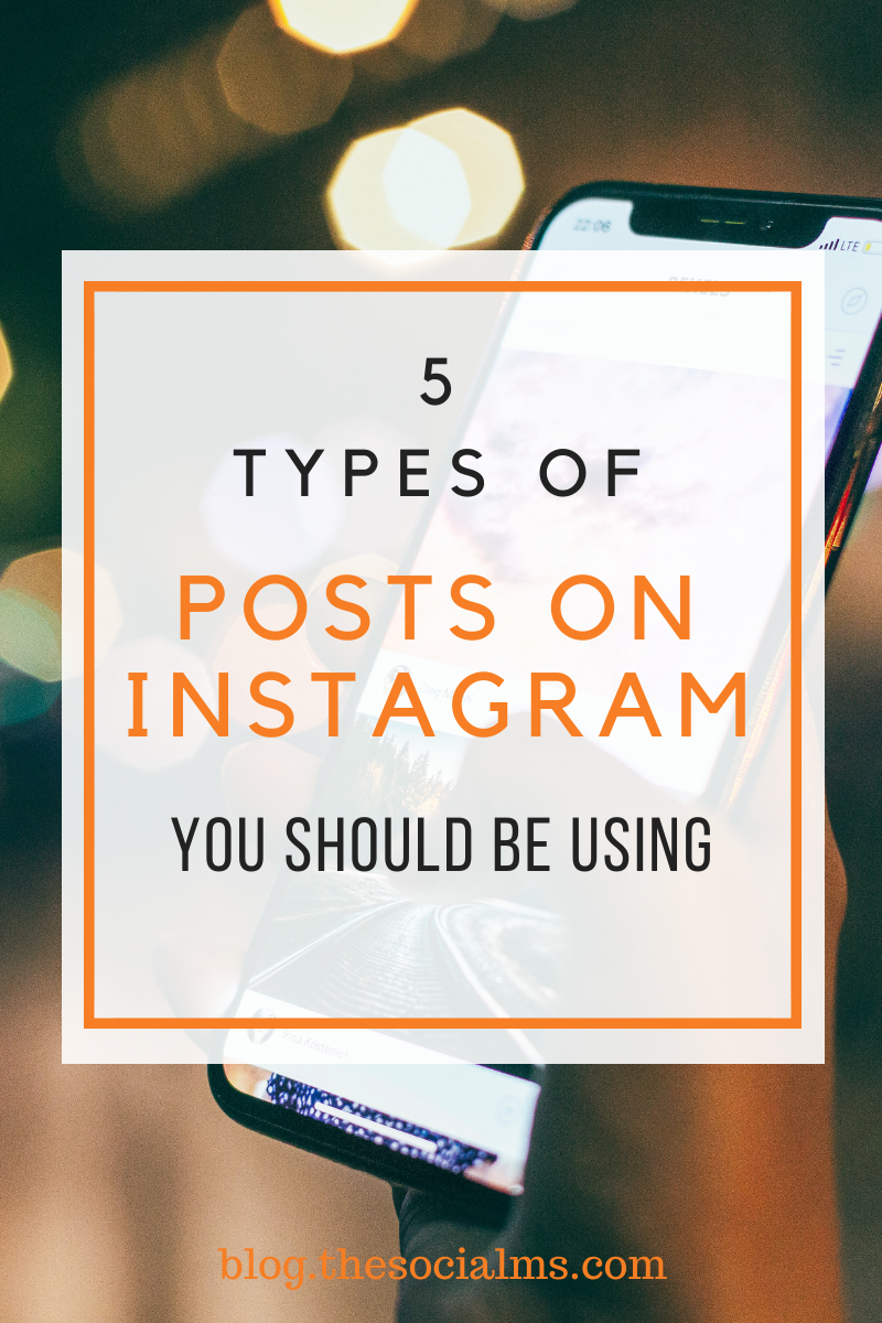If you are active on Instagram you probably know that you need to come up with new posts all the time. Here are 5 types of posts on Instagram that you should consider to spice up your Instagram activity. #instagram #instagramtips #socialmedia #socialmediamarketing