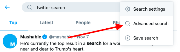 How to find the Twitter advanced search on Twitter