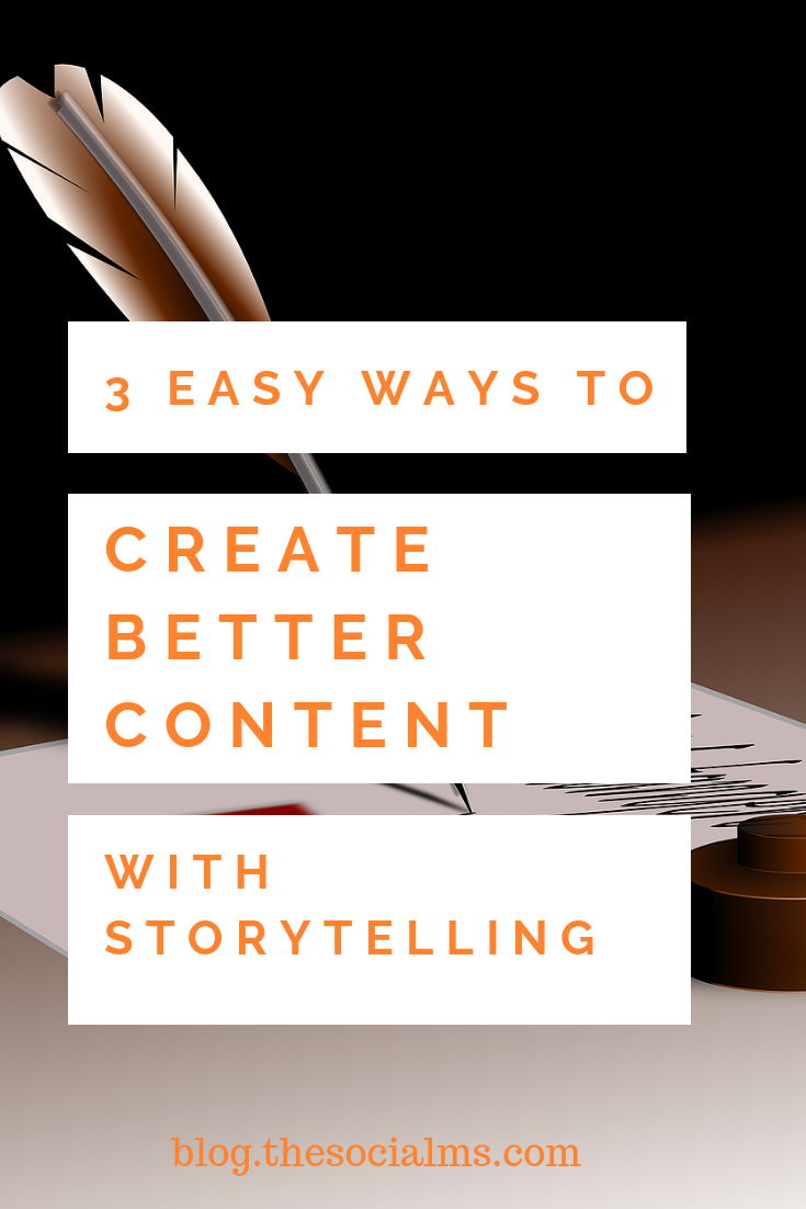 Storytelling can let your content stand out, it makes your content connect with your readers, and it will generate better engagement, traffic, and eventually make you more money. Here is how to use storytelling to create better content. #contentcreation #blogpostcreation #blogwriting #storytelling #contentmarketing #bloggingtips 