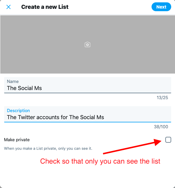 create a new twitter list