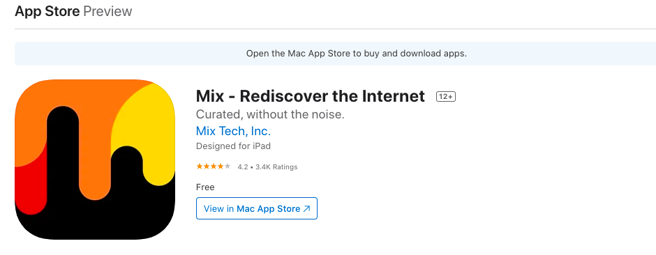 Mix app in the app store