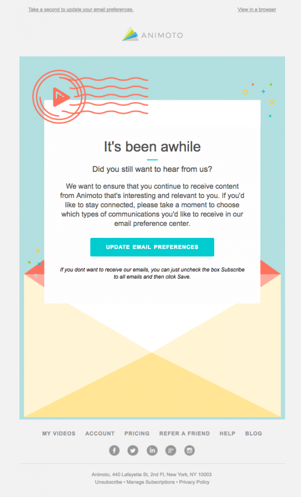 animoto example re-engagement email